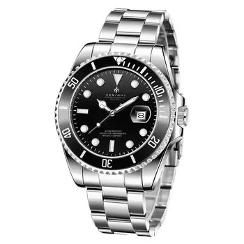 AKNIGHT Аналоговые Стильные Легко Светящиеся Водонепроницаемые Светящиеся Японские Инструкции Мужские Часы, Антиреверсивный Безель,