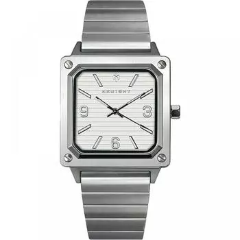 [AKNIGHT] Мужские часы, квадратные мужские часы, водонепроницаемые кварцевые часы с хронографом, нержавеющая сталь, модные деловые классические светящиеся часы с маленьким циферблатом класса люкс из серебра