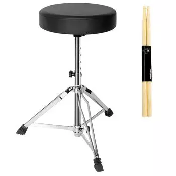 AKOZLIN барабанный трон, барабанный стул с 5A барабанными палочками, 5 уровней регулировки высоты, складной барабанный стул, устойчивый и прочный, для детей и взрослых, 46-58 см