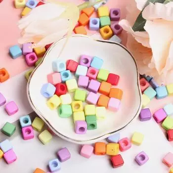 Акрил 200 шт. подвеска квадратное ожерелье браслет аксессуары 7 мм однотонные самодельные ювелирные изделия изготовление бусины россыпью бусины 200Pcs разноцветный