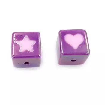 Акрил 5 шт. УФ-двойной цвет DIY материалы креативные ювелирные изделия аксессуары квадрат 17 мм модный браслет сердце звезда куб серьги изготовление бусины бусины фиолетовый