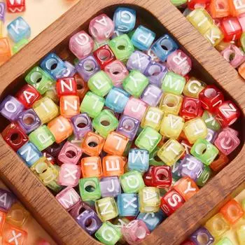 Акрил 80 шт. 6 мм куб квадрат буква p сосновые бусины браслет ювелирные изделия изготовление ювелирных изделий своими руками