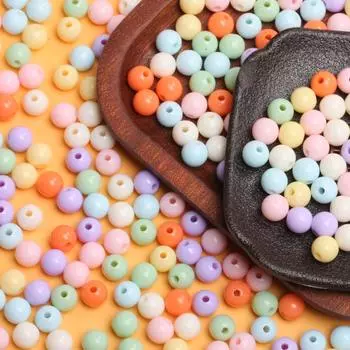 Акрил DIY для изготовления ювелирных изделий 6мм-16мм Материалы ручной работы Разноцветные круглые бусины 6mm