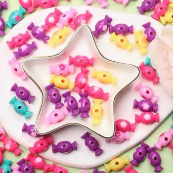 Акрил для изготовления браслетов, ожерелий, модных аксессуаров, цветочных конфетных бусин, материалов для самостоятельного изготовления ювелирных изделий, 10 шт., вертикальное отверстие разноцветный