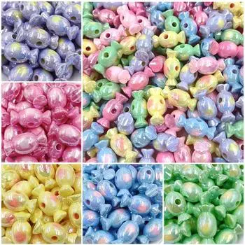 Акрил ручной работы, модные DIY ювелирные аксессуары, креативный двухцветный материал из бисера, конфеты, 10 шт., свободные бусины, браслет, изготовление украшений с УФ-покрытием, ослепление розы красного