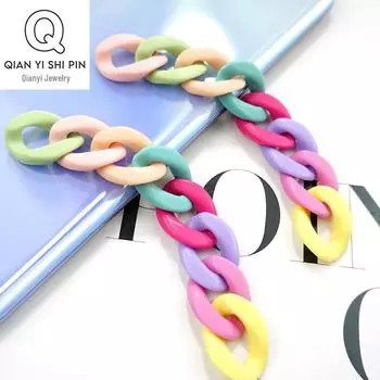 Акриловая 17x23 мм однотонная матовая цепочка для самодельных украшений и аксессуаров для волос 100 pcs чёрный