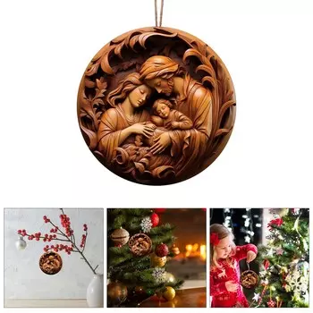 Акриловая 3D сцена Рождества Иисуса Молитва Благословение Подвесные украшения Религиозное рождественское елочное украшение для дома и церкви