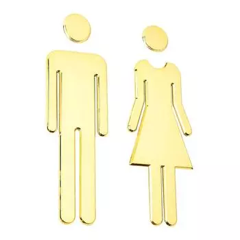 Акриловая 3D табличка для туалета, элегантная наклейка на дверь туалета, настенная этикетка для туалета, настенная вывеска для ванной комнаты, искусство, домашний декор для ванной комнаты золотой