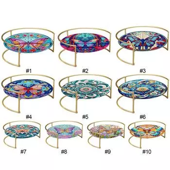 Акриловая бабочка алмазная живопись поднос для ванной комнаты круглый декоративный поднос роспись стразами туалетный столик для декора журнального столика YX01