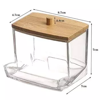 Акриловая бамбуковая крышка, ватные палочки, держатель для хранения, портативный прозрачный ватный диск для макияжа, косметический контейнер, органайзер для ювелирных изделий onesize