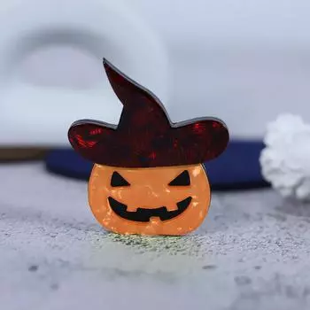 Акриловая брошь в виде животного в виде тыквы на Хэллоуин, мультяшный сундук, цветочный аксессуар оранжевый