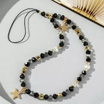 Акриловая цепочка для мобильного телефона с пятиконечной звездой, подвеска из бисера, ремешок для телефона, подвесная веревка для мобильного телефона для женщин, модные украшения розовый