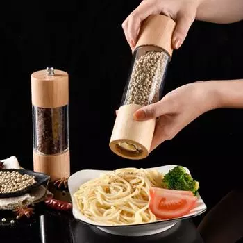 Акриловая деревянная ручная регулируемая кухонная утварь, мельница для специй, банка для морской соли, мельница для соли и перца