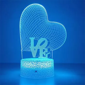 Акриловая детская прикроватная лампа в форме сердца 3D LED I Love You 16 цветов сенсорный ночник для подруги на день святого валентина подарок на день рождения Crack Base No Remote розы красного