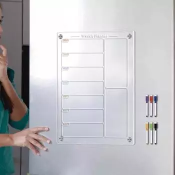 Акриловая доска для еженедельного планирования, планировщик еды, устойчивая к царапинам, легко стираемая, кухонный холодильник, магнитная доска для меню, прозрачная доска с еженедельным календарем Sets