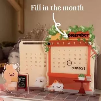 Акриловая доска для календаря с сухим стиранием и подставкой для рабочего стола, без переворота, самодельный вечный календарь, многоразовая подставка для календаря для домашнего офиса B