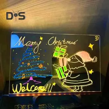 Акриловая доска для сухого стирания с подсветкой, штативом и ручками, компактная портативная светодиодная доска для рисования, настольный декор S