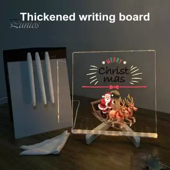 Акриловая доска для сухого стирания с подсветкой, штативом и ручками, компактная портативная светодиодная доска для рисования, настольный декор S
