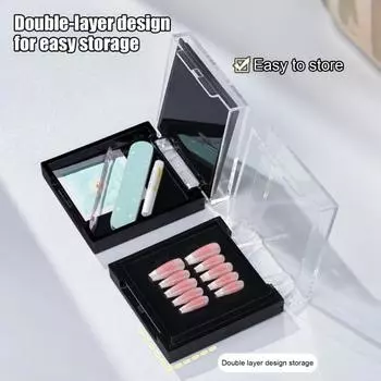 Акриловая двухслойная пустая упаковка для ногтей с прозрачной крышкой белый