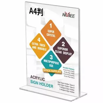 Акриловая фоторамка Niubee, набор держателей для вывесок, держателей для меню ресторана, двухсторонняя прозрачная вертикальная настольная палатка, рекламная фотокарточка