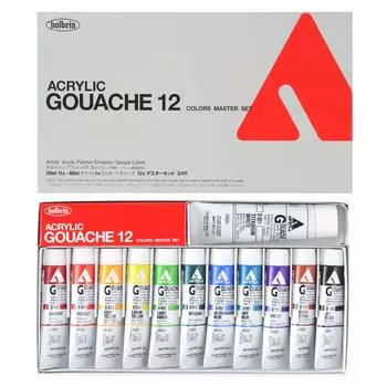 Акриловая гуашь Holbein D411 Master 12 Color Set 11 цветов 40 мл 07411 (20мл + Белый)