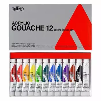 Акриловая гуашь Holbein D981 12 мл школьный набор из 12 цветов 07981 (Картонная коробка)