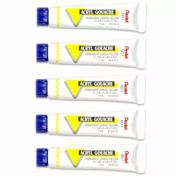 Акриловая гуашь Pentel Paint XWXR-T01 5 шт., стойкая, лимонно-желтая