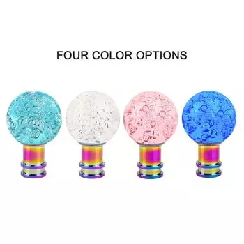 Акриловая хрустальная пузырьковая ручка переключения передач, круглая шариковая ручка переключения передач, прозрачный переключатель передач белого цвета розовый