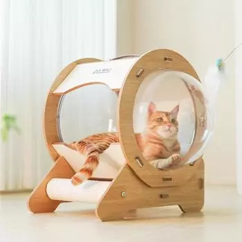 Акриловая капсула для кошек, большая космическая кровать для кошек, колонка для шлифовки лап, портативная теплая и уютная кровать для домашних животных для кошек и собак, дизайнерская мебель, изготовленная из