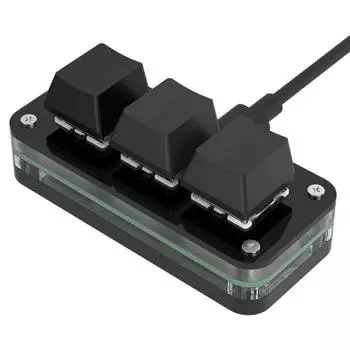 Акриловая Клавиатура для Копирования Вставки Вырезания Горячей Замены 3 Клавиши Мини-клавиатура Настраиваемая Мини-клавиатура с 3 Клавишами Игры black-Wordless