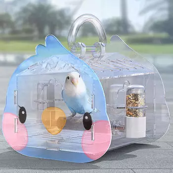 Акриловая клетка для птиц, кормушки для путешествий и легкая переноска для клетки для птиц синий