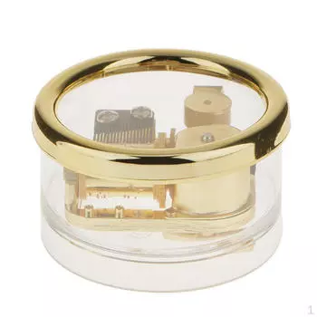 Акриловая круглая прозрачная музыкальная шкатулка Мелодия с днем рождения