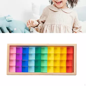 Акриловая кубиковая игра-укладка Радужная игрушка для детей 40pcs
