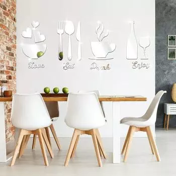 Акриловая кухонная акриловая наклейка DIY 3D наклейка на столовую посуду прочная наклейка на стену для зеркала ресторан серебряный