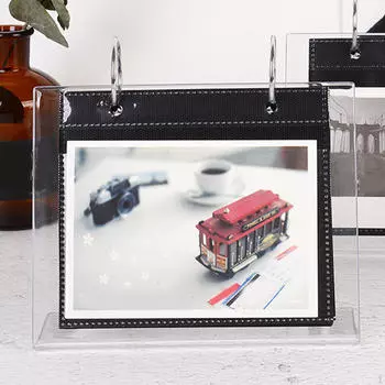 Акриловая L-образная фотоподставка с 17 папками для фотографий в кошельке 5inch