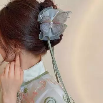 Акриловая лента-бантик заколка для волос кисточка большая заколка для волос милая бабочка заколка для волос женская серый