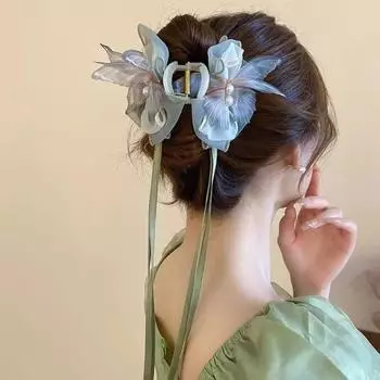 Акриловая лента-бантик заколка для волос кисточка большая персонализированная бабочка заколка для волос ежедневно серый