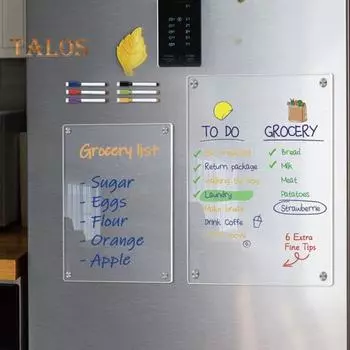 Акриловая магнитная доска для сообщений, перезаписываемая доска для напоминаний для холодильника, сухое стирание, с 6 цветными маркерами, прозрачная акриловая доска для заметок 20x30cm