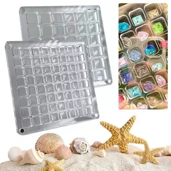 Акриловая магнитная витрина для ракушек, прозрачная, 36/64 сетки, коробка для хранения ракушек, декоративный футляр для демонстрации камней для украшений из бусин и ногтей