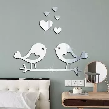 Акриловая наклейка на стену, широкая акриловая наклейка с изображением птицы, износостойкие зеркальные наклейки, наклейка на стену, украшение дома красный