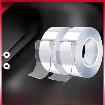 Акриловая нано двухсторонняя водонепроницаемая прозрачная лента с бесследным клеем для стен и автомобилей 10mm*1m, thickness 1mm прозрачный