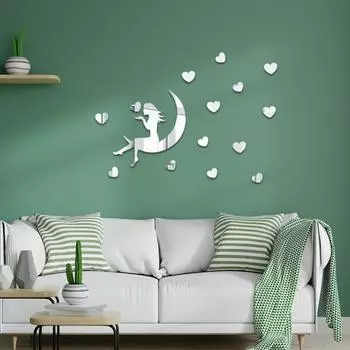 Акриловая настенная наклейка Love Girl DIY для украшения зеркала, настенная наклейка для гостиной, спальни, самоклеящаяся декорация