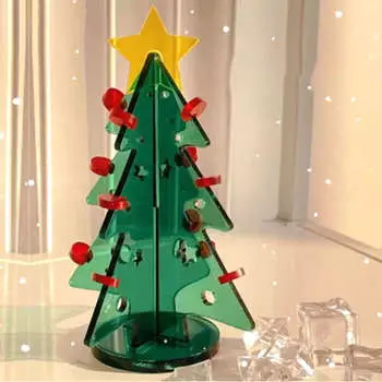 Акриловая новогодняя елка DIY Kit Мини Простая установка Настольная новогодняя елка для украшения подарка M 145x195 мм