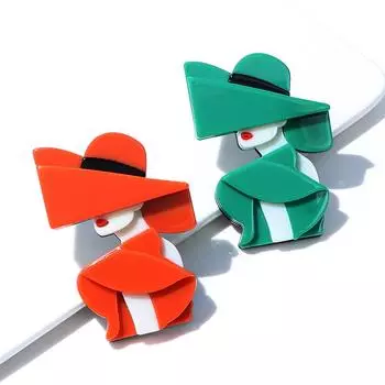 Акриловая одежда, платье, шляпа, брошь для девочки, ацетатный лист, женская одежда, аксессуары зелёный