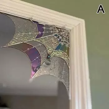 Акриловая паутина на дверь на Хэллоуин, украшение на уголок жуткого паука, украшения на дверь в виде жуткой паутины