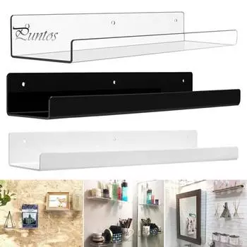 Акриловая плавающая полка, толстая, прочная, для офиса, гостиной, спальни, ванной, кухни, настенная полка для хранения, органайзер для дисплея чистый