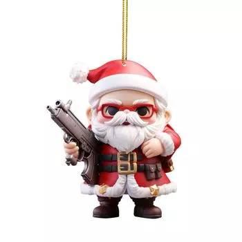 Акриловая плоская 2D Рождественская новая властная подвеска Санта-Клауса, праздничная подвеска, подвеска на зеркало заднего вида автомобиля, подвеска на елку 8cm