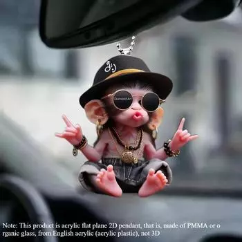 Акриловая плоская двухмерная подвеска в виде обезьяны в капюшоне на автомобиль подойдет для украшения на праздники, День святого Валентина и Рождество, а также в качестве подарка для пар, дома и аксессуаров. M