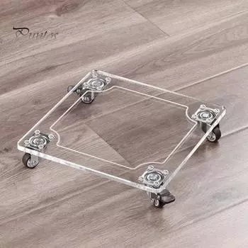 Акриловая подставка для цветочного горшка Caddy, прозрачная квадратная подставка для цветочного горшка с 4 фиксируемыми колесами, подставка для растений для использования в помещении и на улице, вмещает 66-фунтовый цветочный горшок, подарок для садоводств