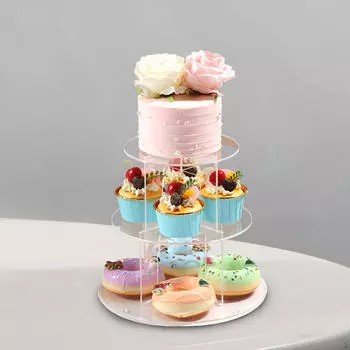 Акриловая подставка для кексов, витрина для послеобеденного чая, фруктовый десерт, многоярусная башня для выпечки 3 Tier